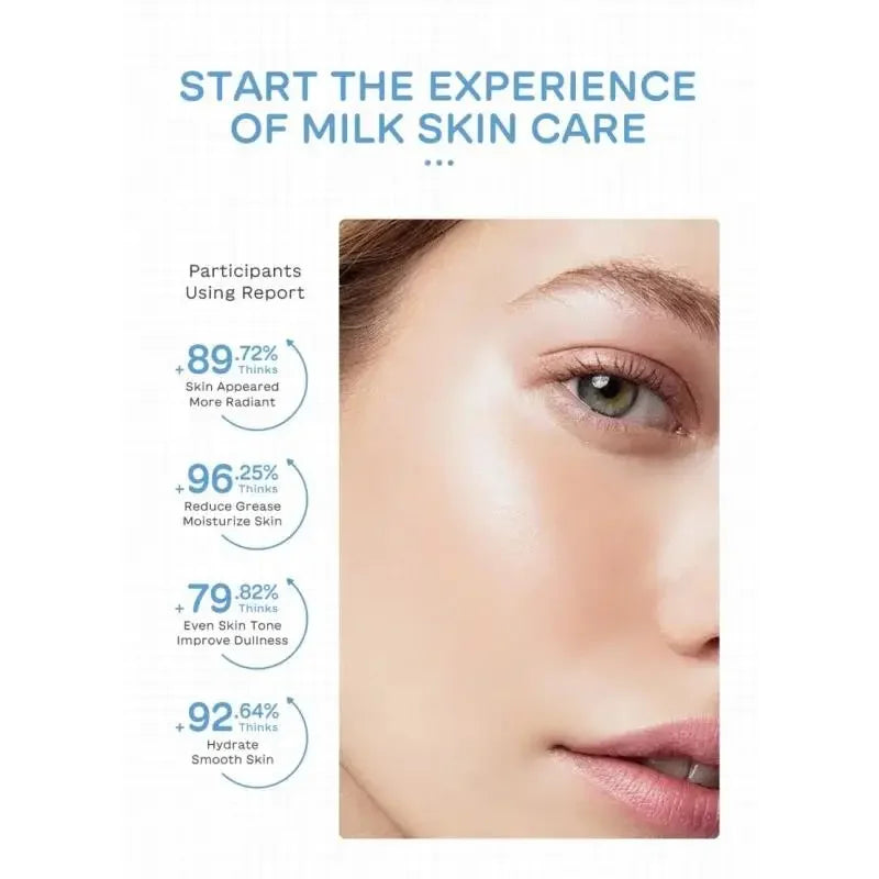 Coffret de soins éclaircissants au lait (5 pièces) : nettoyant nourrissant, crème contour des yeux, crème solaire hydratante, soin anti-rides pour le visage