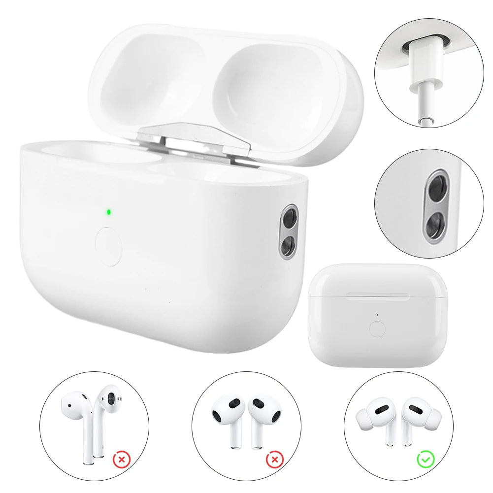 Boîtier de charge de remplacement avec bouton de synchronisation et jumelage Bluetooth pour AirPods Pro 2e génération (2022) et 1re génération (2019)