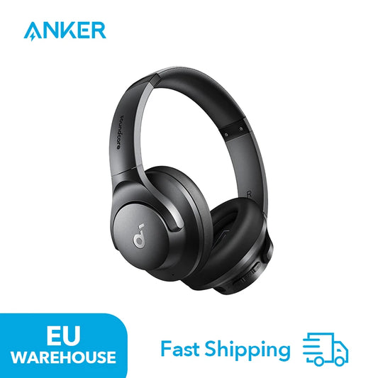 En stock en UE) Casque audio Bluetooth supra-auriculaire Soundcore by Anker Q20i avec réduction de bruit active hybride, sans fil et confortable.