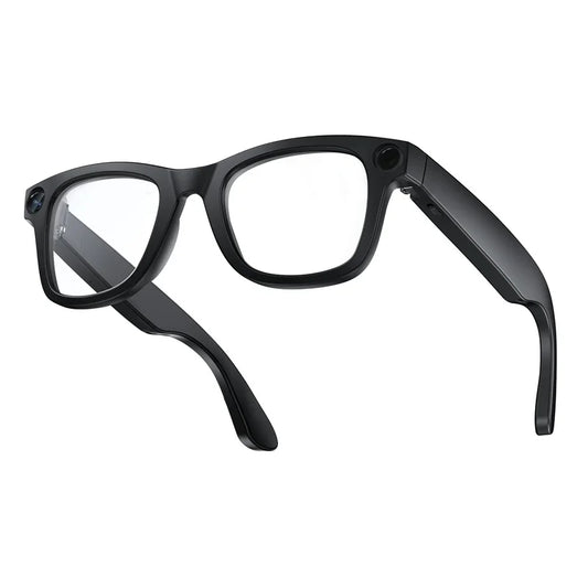 Lunettes intelligentes E03L avec intelligence artificielle, appareil photo 800 Wpixels, prise de photos et vidéos, appels vocaux, traduction et musique. Écouteurs sans fil E03 intégrés.