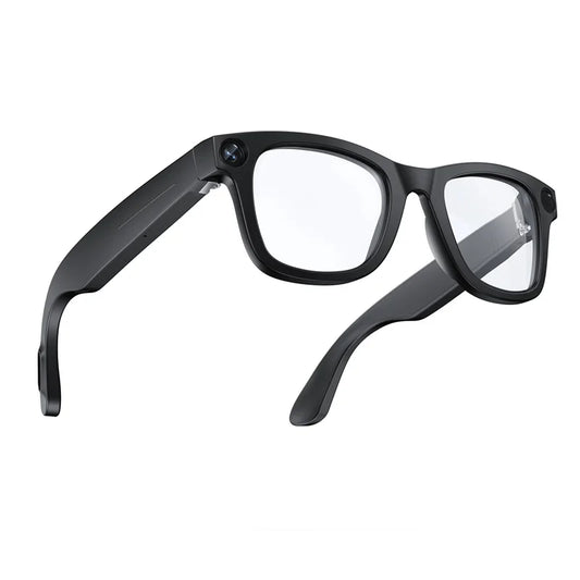 Lunettes intelligentes E03L avec intelligence artificielle, appareil photo 800 Wpixels, prise de photos et vidéos, appels vocaux, traduction et musique. Écouteurs sans fil E03 intégrés.