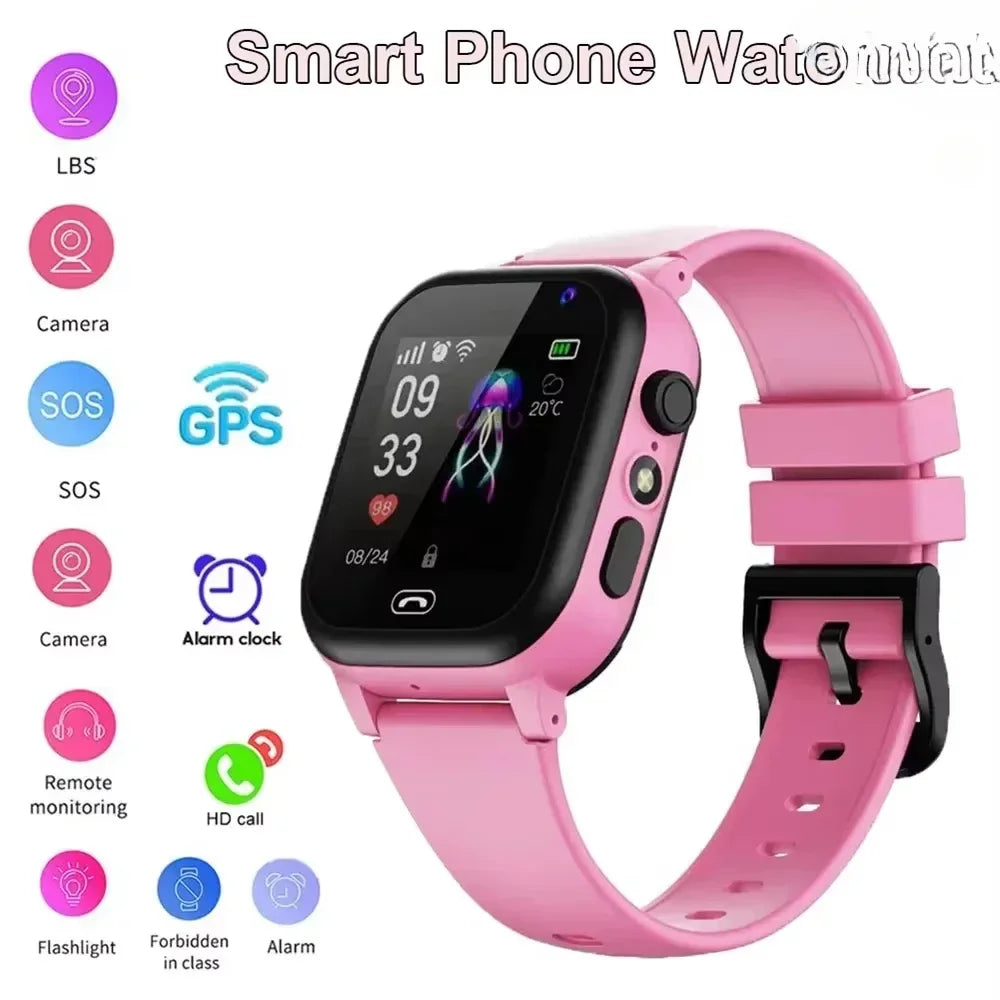 Montre connectée pour enfants avec fonction SOS, GPS, appel vidéo et carte SIM. Étanche, avec caméra, pour garçons et filles