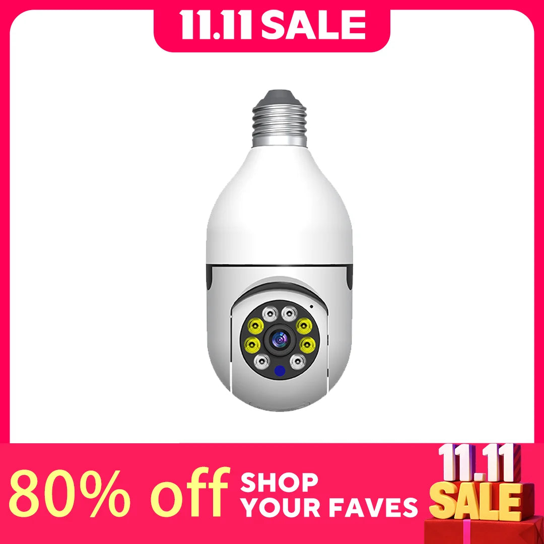 Caméra de sécurité sans fil WiFi 5 GHz, 360°, compatible avec l'application Ease Life et utilisable en intérieur et extérieur (culot E27 à visser).