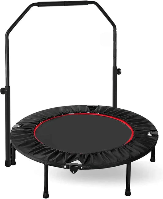 Mini trampoline pliable, trampoline d'exercice avec poignée réglable, trampoline de rebond pour adultes, trampoline d'intérieur