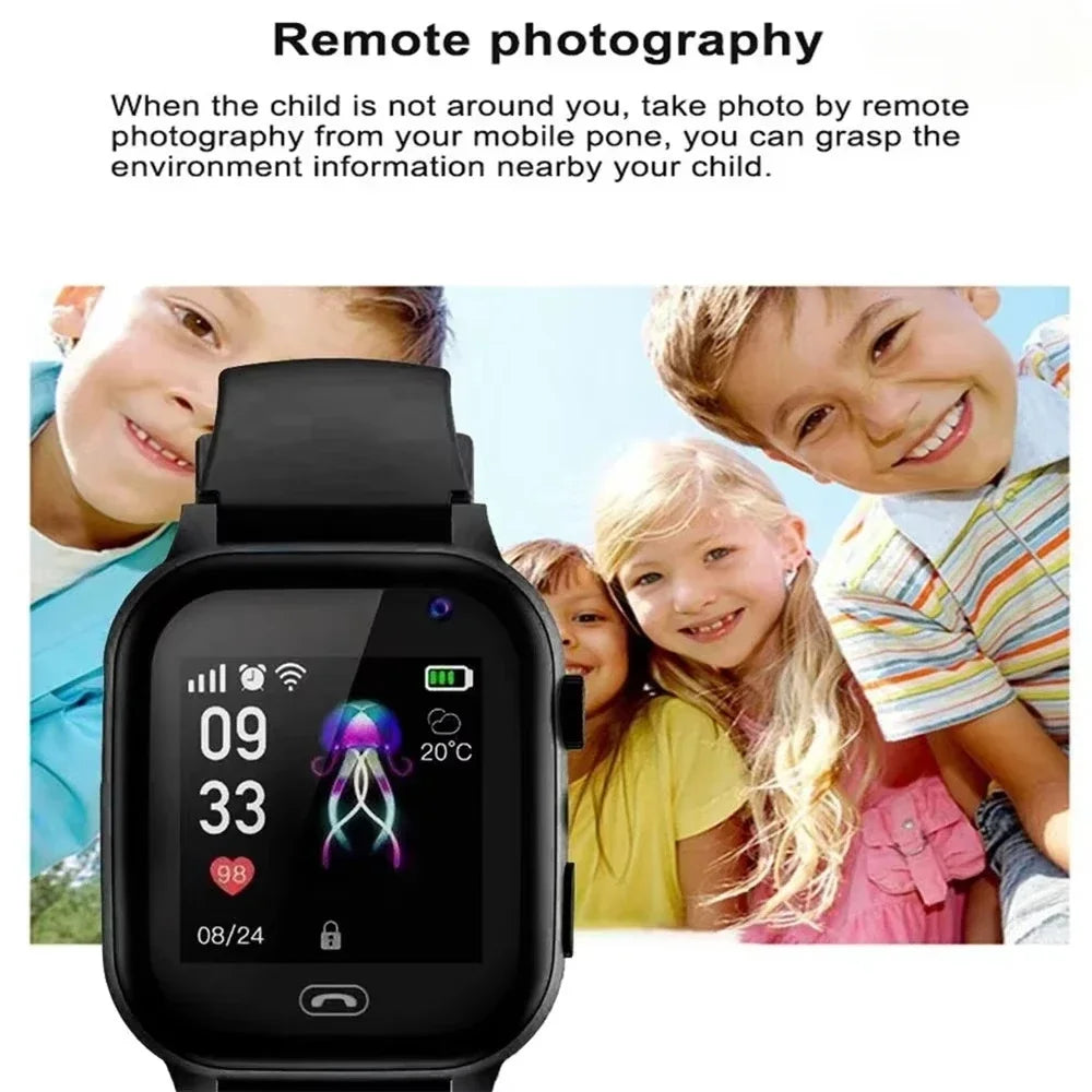 Montre connectée pour enfants avec fonction SOS, GPS, appel vidéo et carte SIM. Étanche, avec caméra, pour garçons et filles